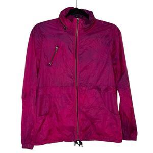 Saks Fifth Avenue Windbreaker Jacket with Hidden Hood and Travel Pouch
